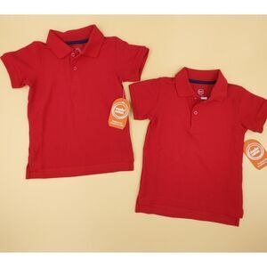 2 Polo Shirt Boys 3T Red Short Sleeve Cotton Blend Preschool Kinder Casual